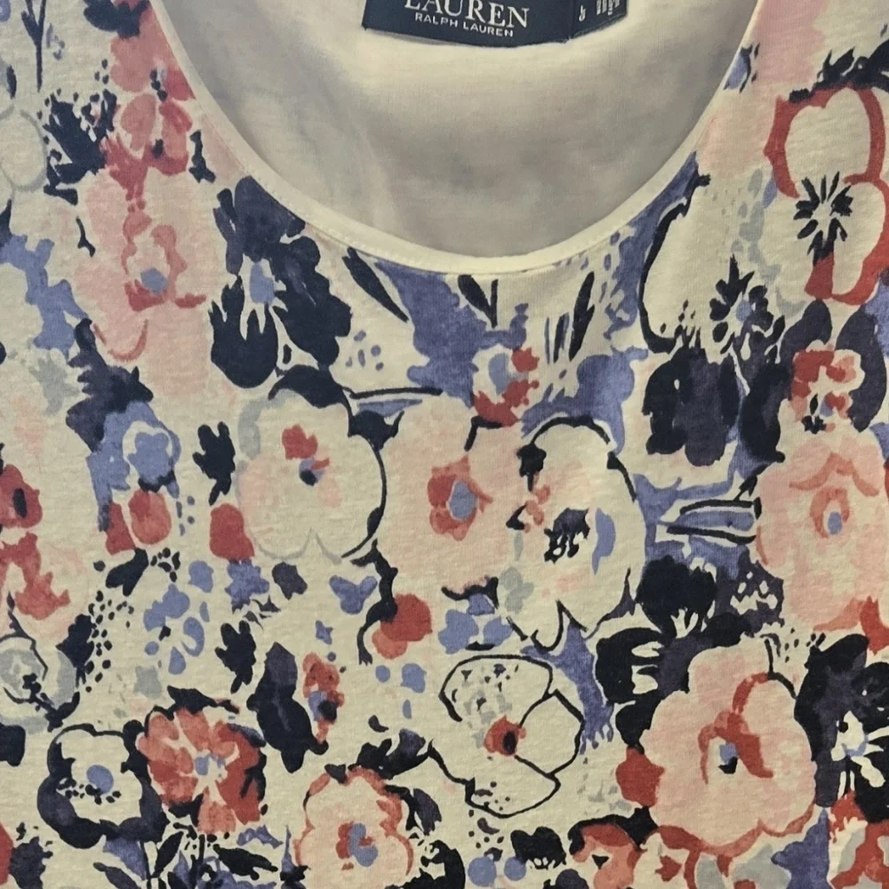 NWOT Ralph Lauren Black Label Multicolor Floral Midi Dress In Linen&Viscose Sz L - Picture 5 of 11